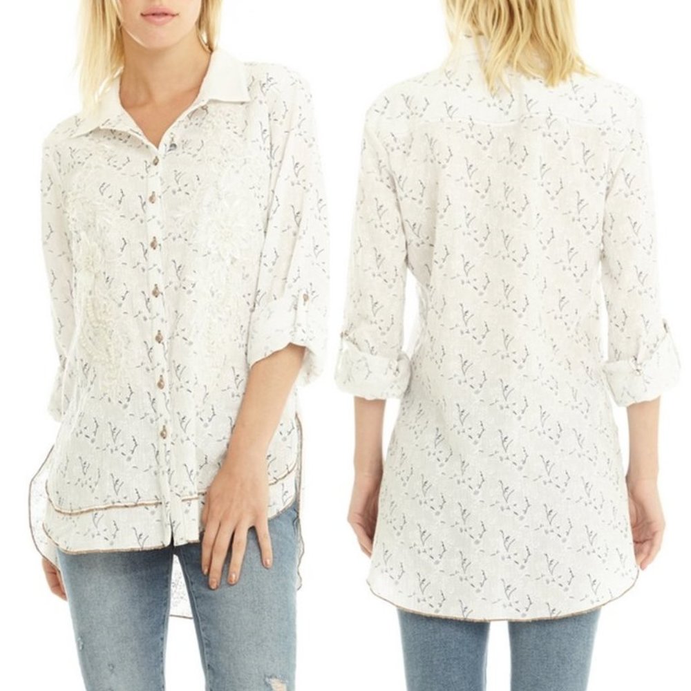 Aratta Fairy Veil Shirt • NWT Small • Floral • Long Sleeve • Embroidered • Boho